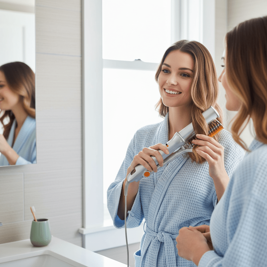 Cepillo giratorio para el cabello NovaGlam 2 en 1 – Diseño bidireccional compacto