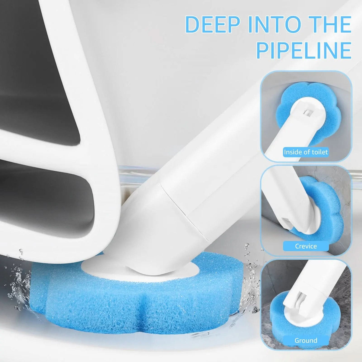 HYGIENIXPRO Wegwerpborstelset voor toilet — ergonomische lange steel, wegwerpborstelkoppen