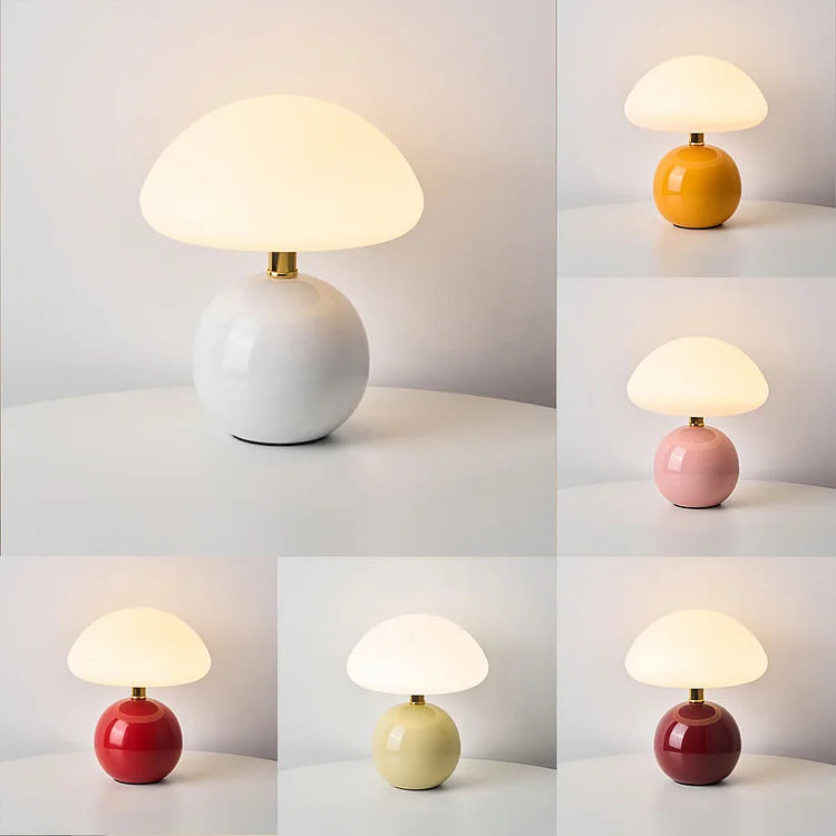Calvryn Lamp With Cream Mushroom Accent In Classic Vintage Bauhaus Flair For Living Areas