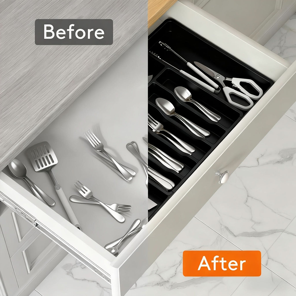 Organiseur extensible pour tiroir de cuisine FLEXITRAY — Plateau de rangement réglable