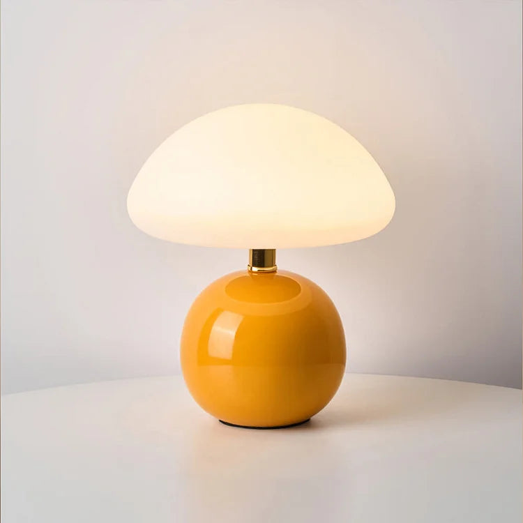 Calvryn Lamp With Cream Mushroom Accent In Classic Vintage Bauhaus Flair For Living Areas