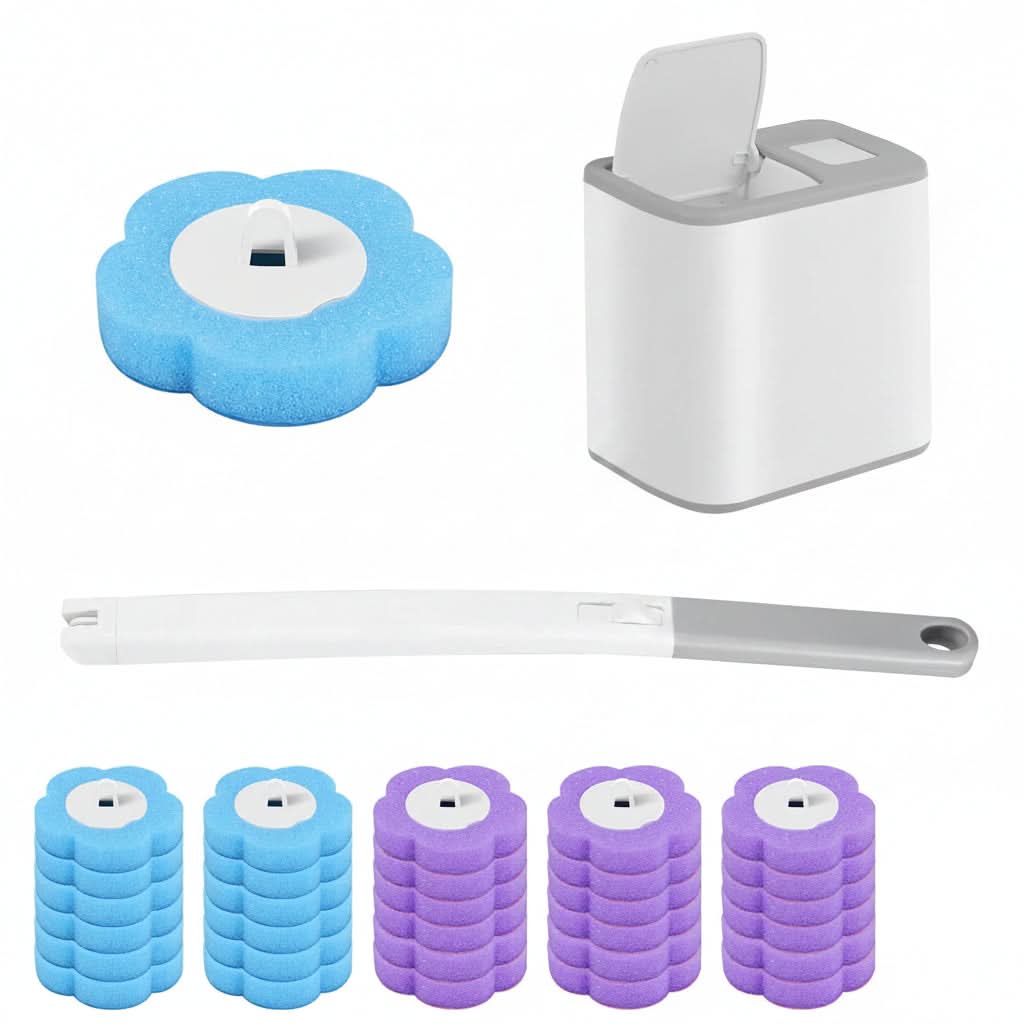 HYGIENIXPRO Wegwerpborstelset voor toilet — ergonomische lange steel, wegwerpborstelkoppen