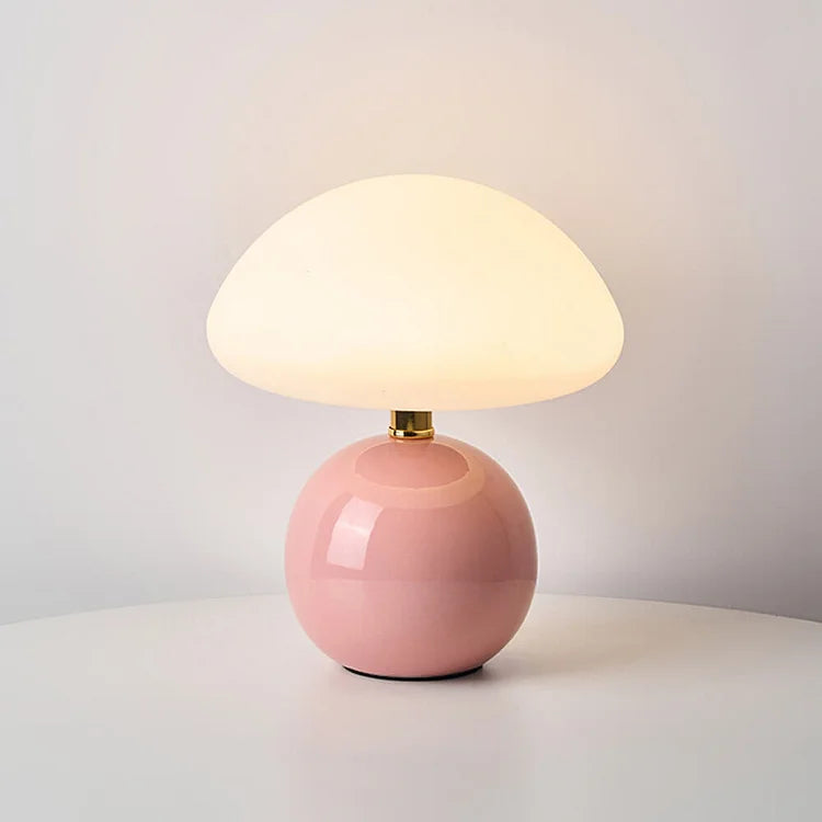 Calvryn Lamp With Cream Mushroom Accent In Classic Vintage Bauhaus Flair For Living Areas
