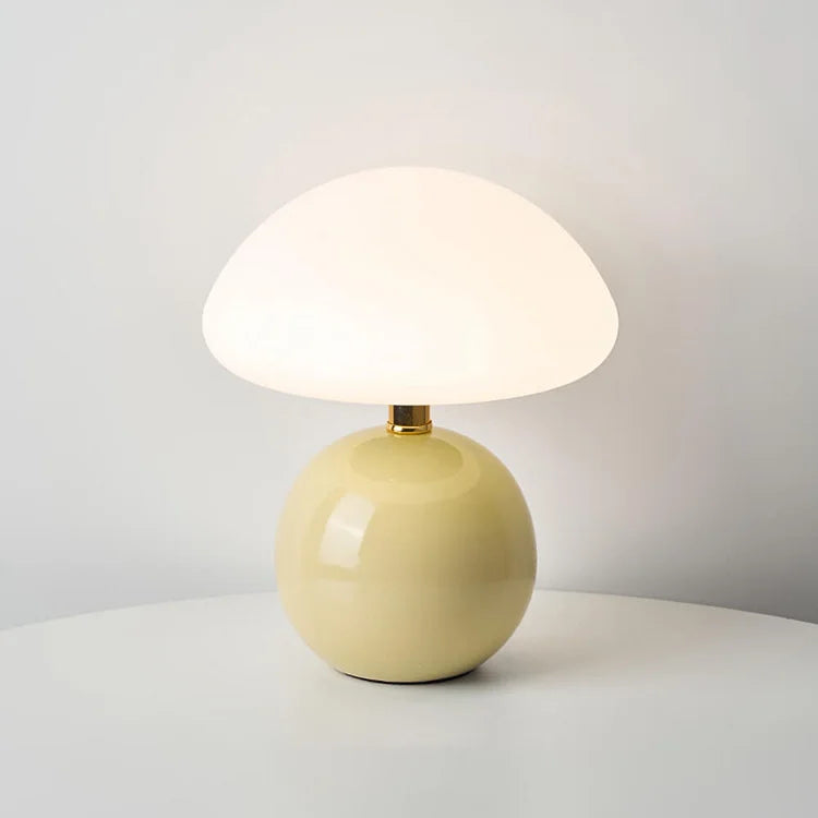 Calvryn Lamp With Cream Mushroom Accent In Classic Vintage Bauhaus Flair For Living Areas