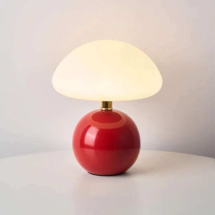 Calvryn Lamp With Cream Mushroom Accent In Classic Vintage Bauhaus Flair For Living Areas