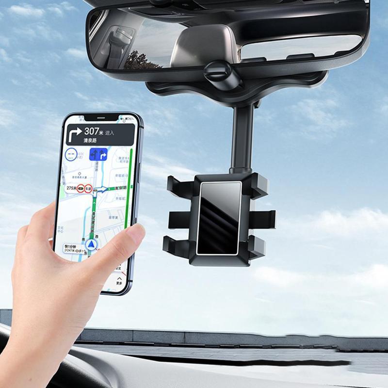 Universal Rearview Mirror Phone Holder With 360 Degree Rotation For Navigation