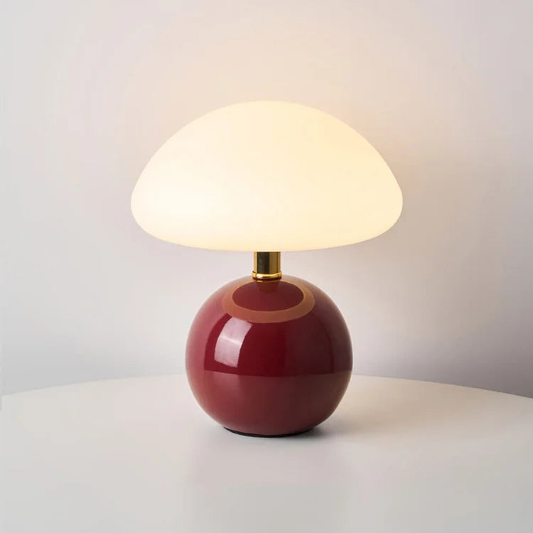 Calvryn Lamp With Cream Mushroom Accent In Classic Vintage Bauhaus Flair For Living Areas