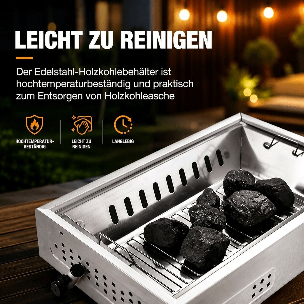 Barbecue a carbonella pieghevole Glutfalte — Barbecue portatile compatto con supporti per le gambe e maniglia