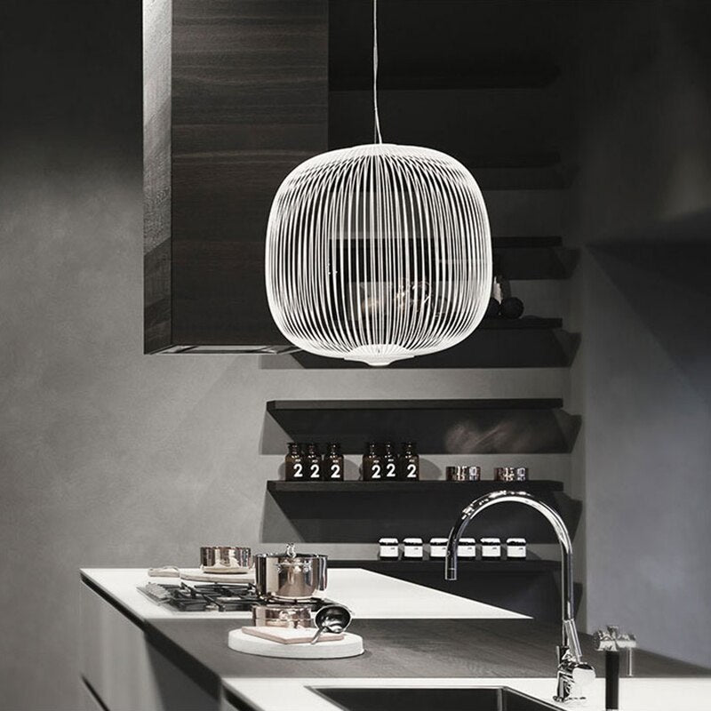 Spokes Motif Pendant Light For Modern Interiors, Diameter Of 35 Cm, Height Of 135 Cm, Ideal For Dining Rooms