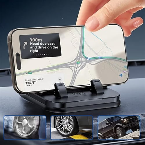 Foldable Car Phone Holder — Anti-Slip Silicone Dashboard Mount