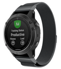 Zwarte Milanese armband voor Garmin Fenix 5 Plus en 6 Pro
