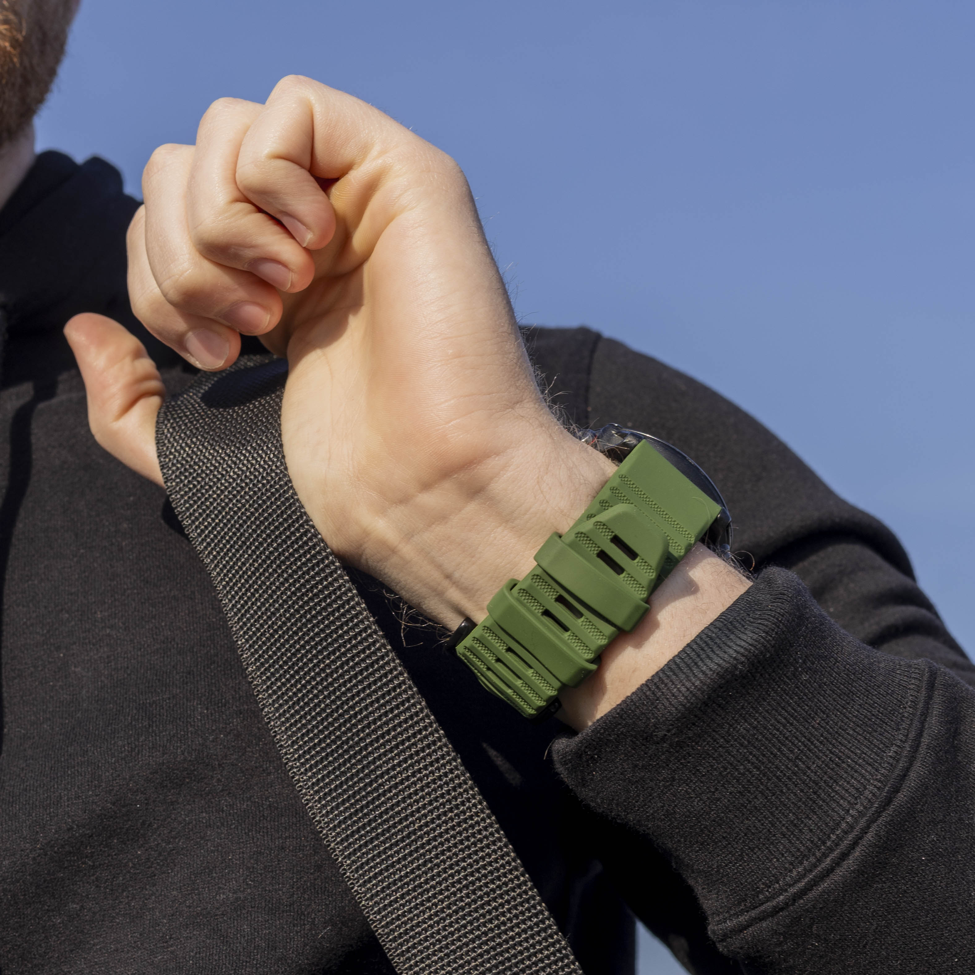 Dunkelgrünes Silikonarmband für Garmin Fenix 5X und 6X