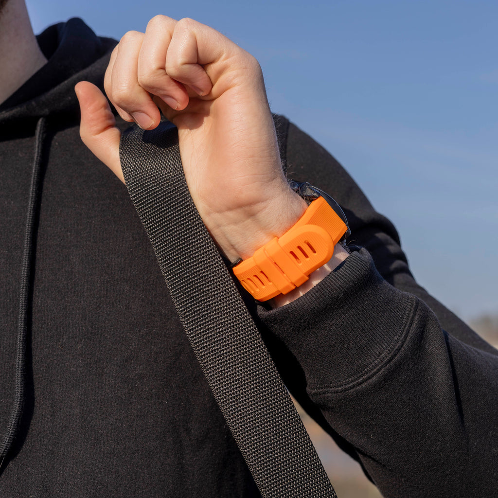 Eloisan oranssi silikoniranneke Garmin Fenix 5x 6x -kelloihin