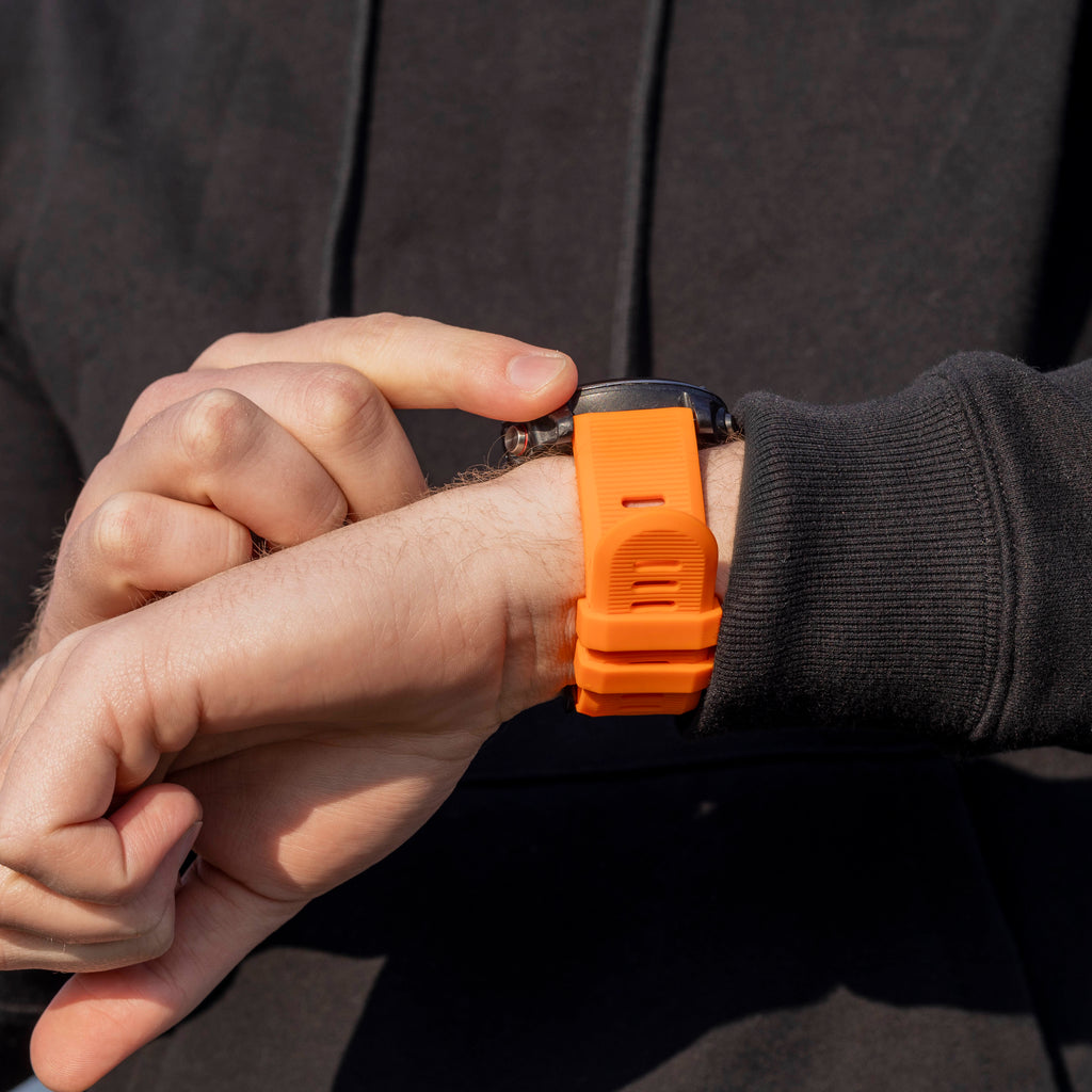 Eloisan oranssi silikoniranneke Garmin Fenix 5x 6x -kelloihin
