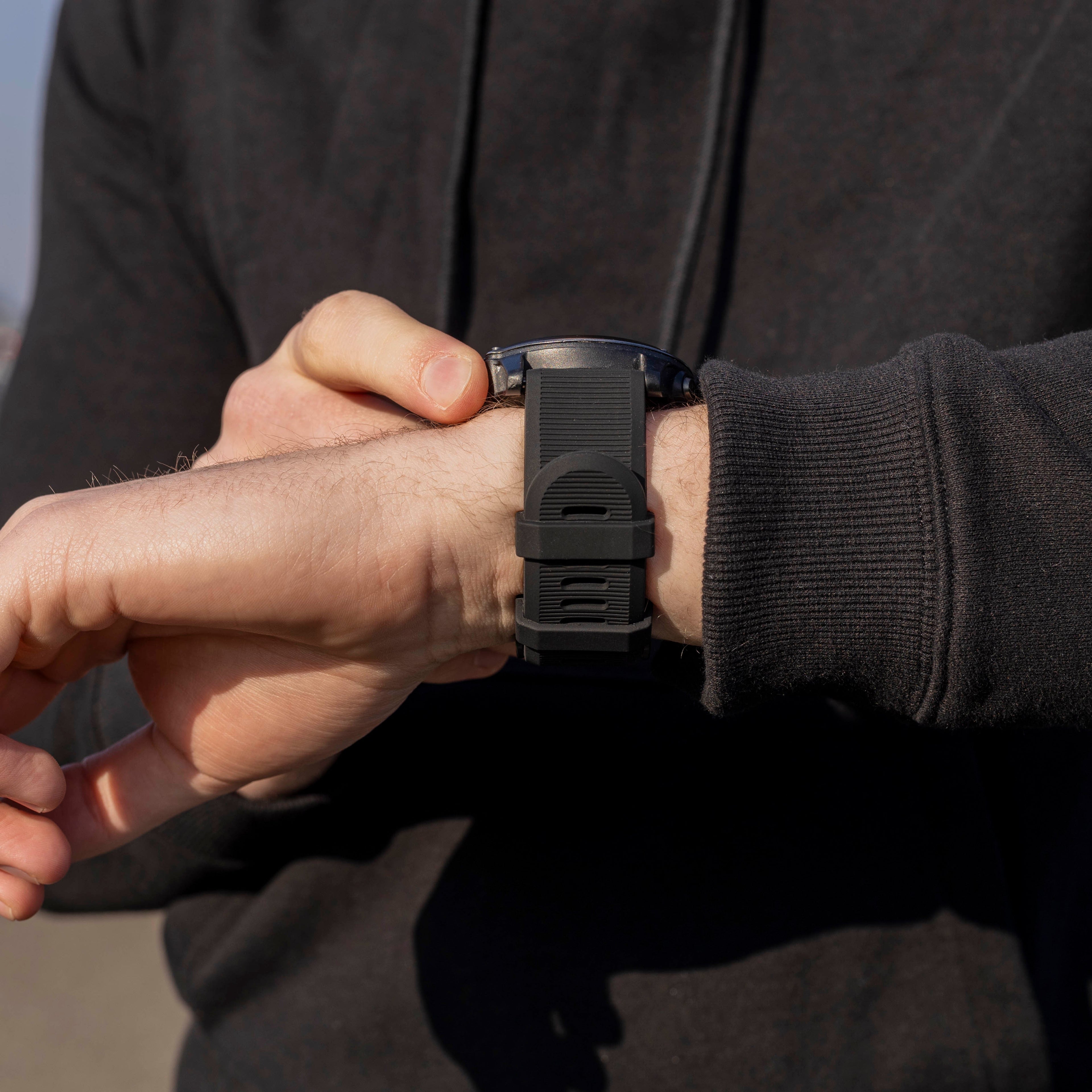 Vervangende band voor de Garmin Fenix 5x- en 6x-serie – zwart siliconen