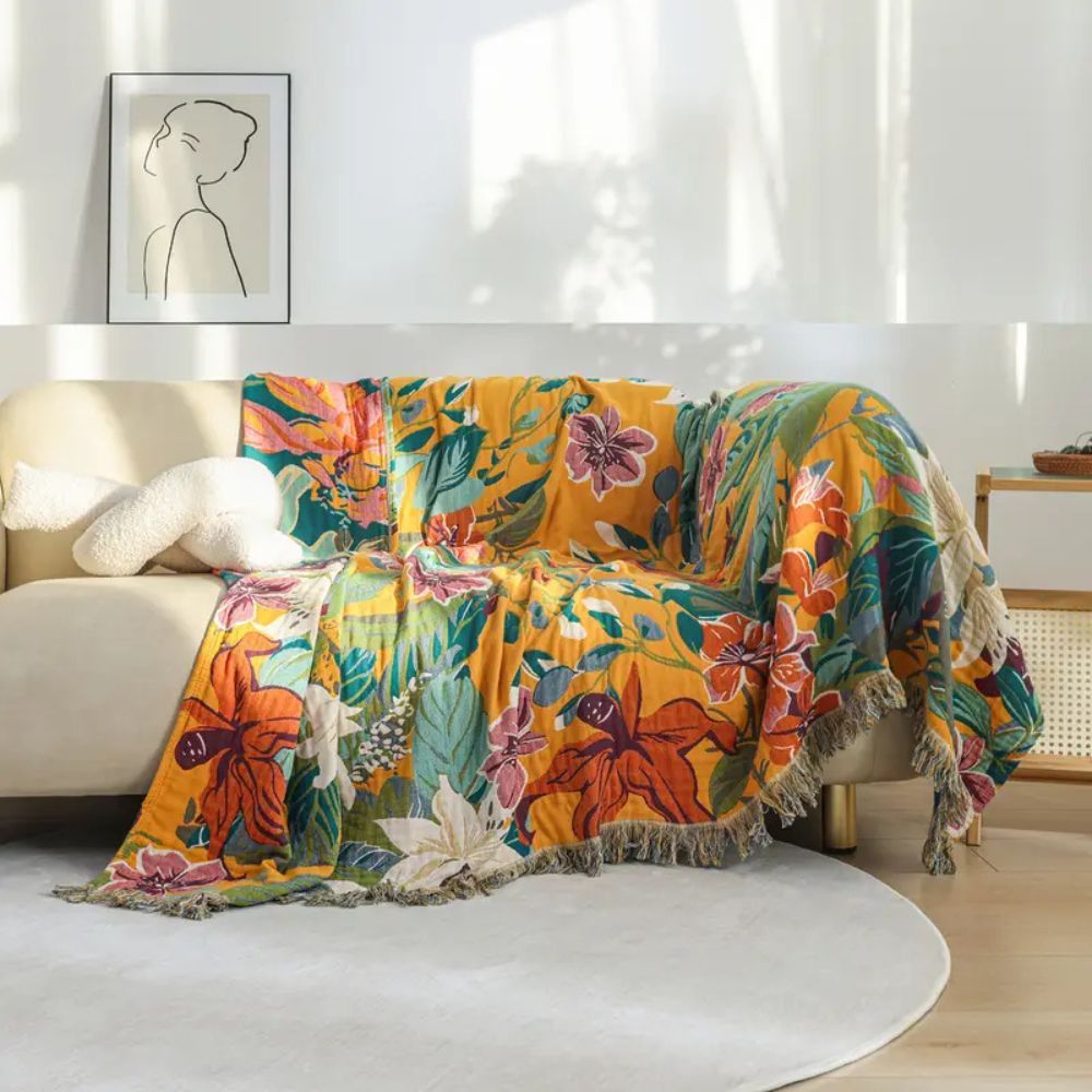 Tropical Paradise Cotton Throw Blanket | Ka-mostore