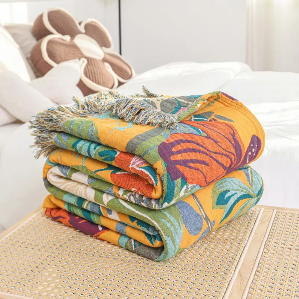 Tropical Paradise Cotton Throw Blanket | Ka-mostore