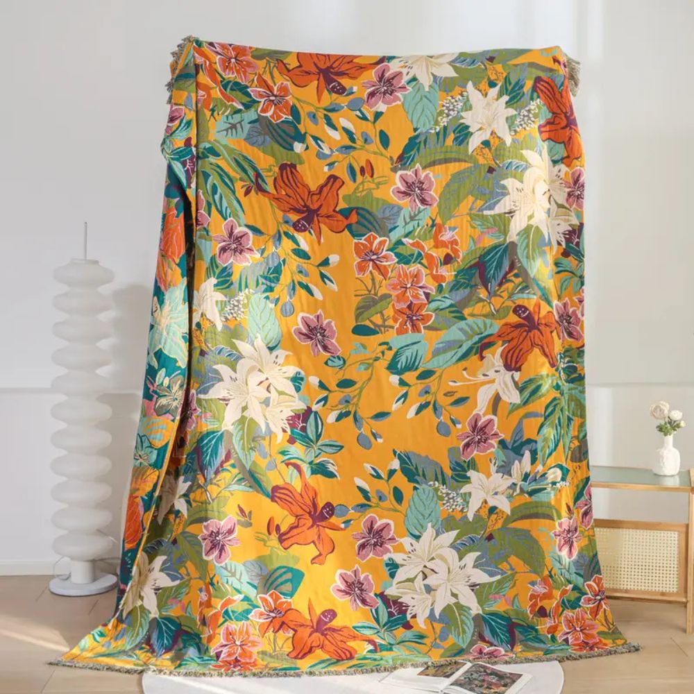 Tropical Paradise Cotton Throw Blanket | Ka-mostore