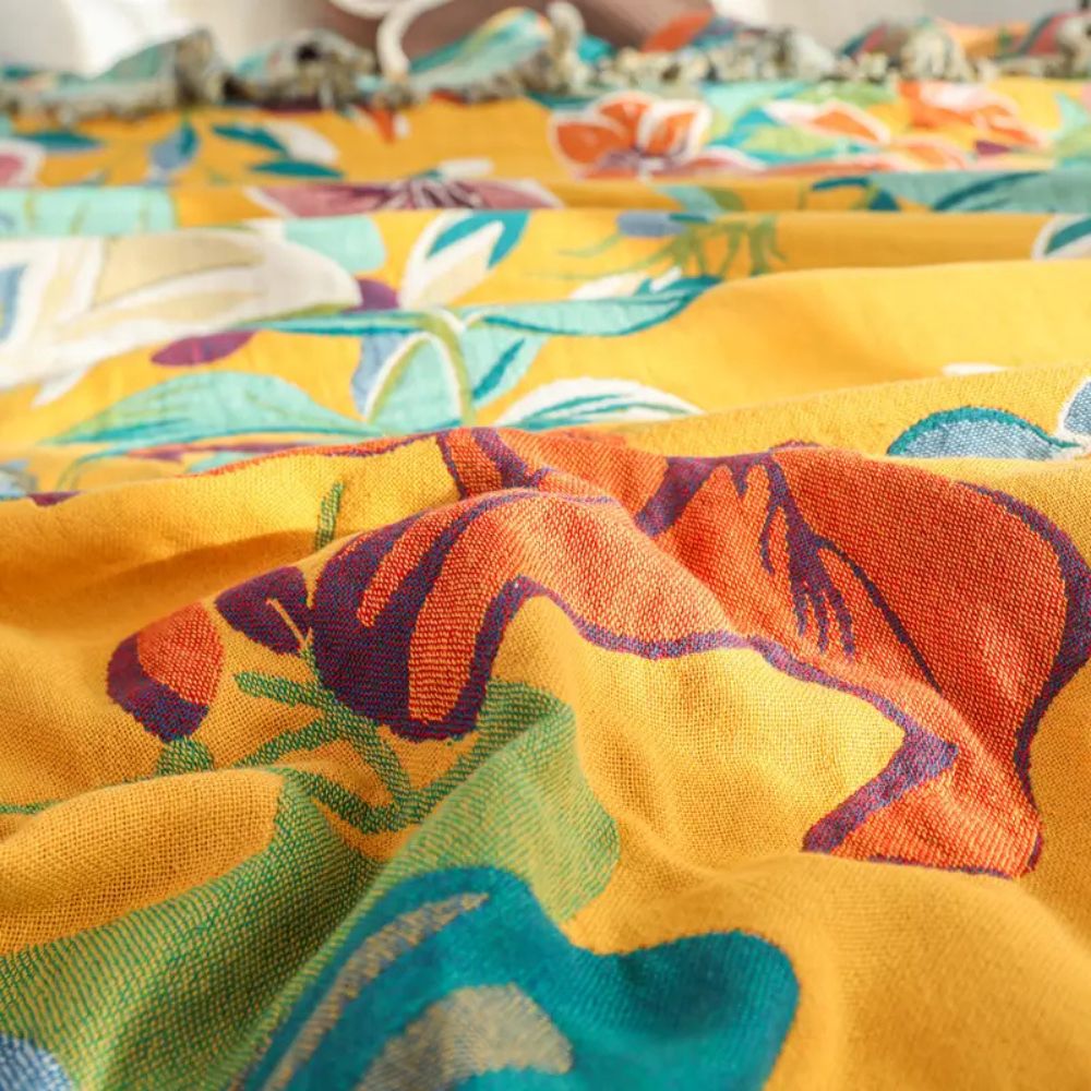 Tropical Paradise Cotton Throw Blanket | Ka-mostore