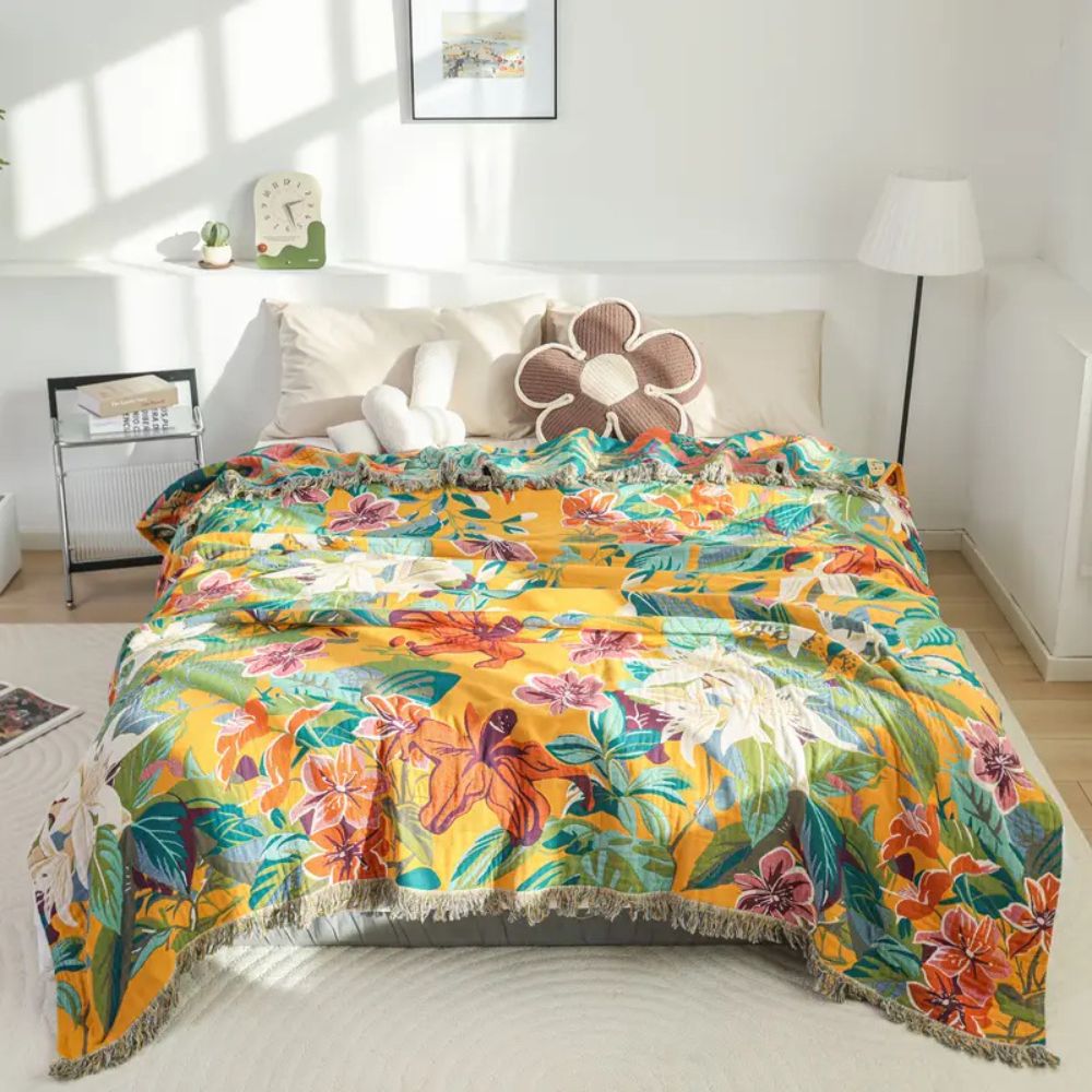 Tropical Paradise Cotton Throw Blanket | Ka-mostore