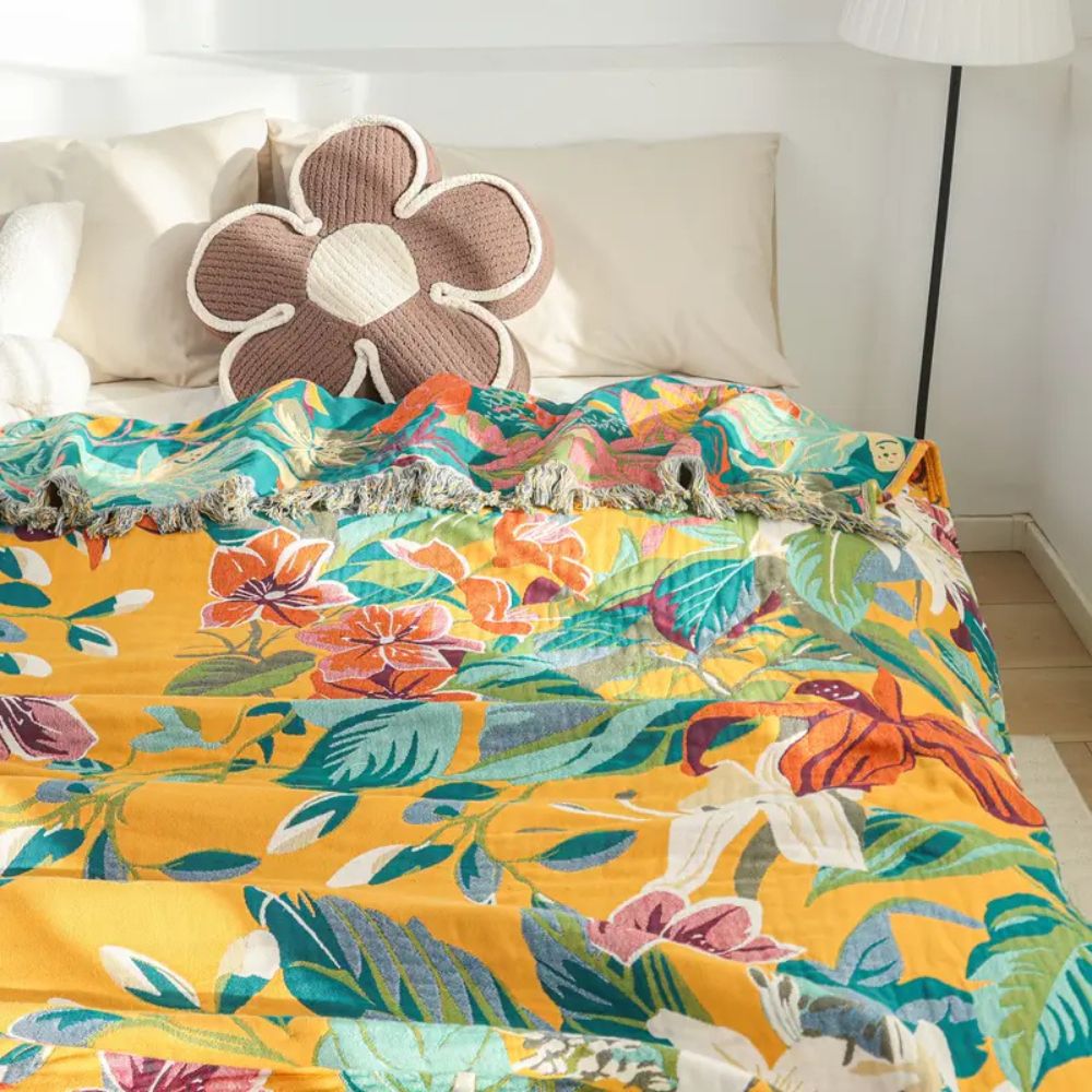 Tropical Paradise Cotton Throw Blanket | Ka-mostore