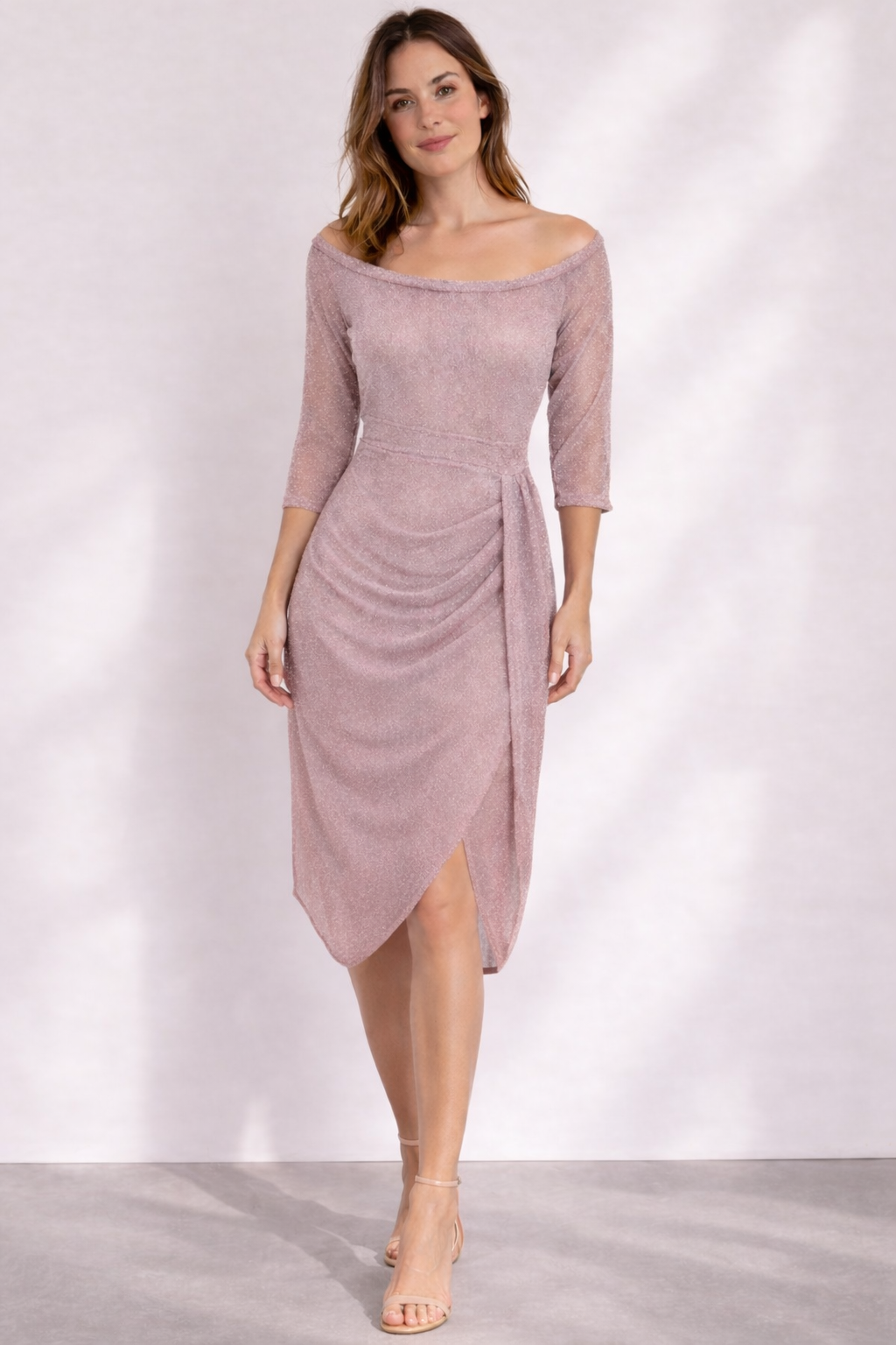 Elegantní midi šaty na zavazování s odhalenými rameny | Ka-mostore