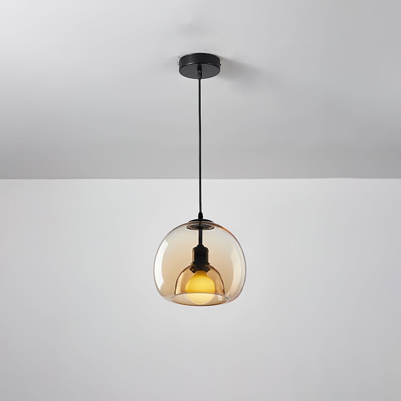 Smoked Glass Pendant Light With Dome Shade And Metal Fittings For Kitchens And Living Areas