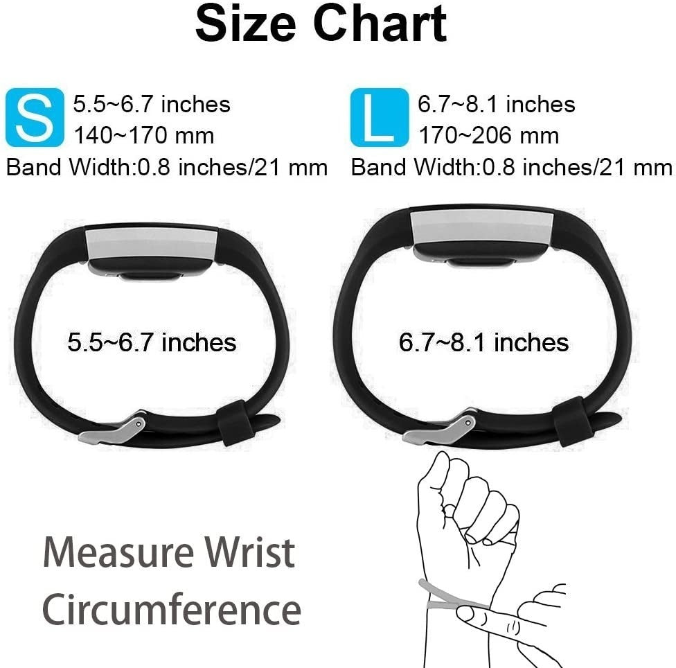 سوار سيليكون أسود لجهاز Fitbit Charge 2 — تصميم خفيف الوزن ومرن، باللون الأسود