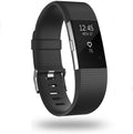 Fitbit Charge 2 Replacement Watch Strap — Black Silicone, Secure Buckle