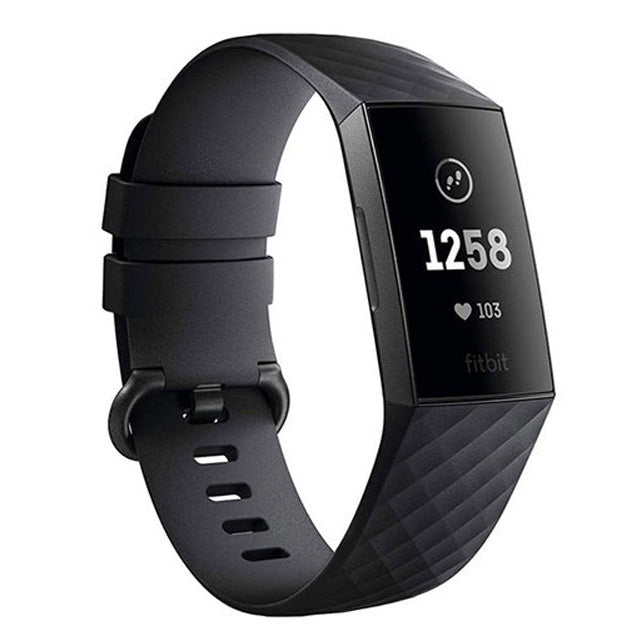 Black Silicone Strap for Fitbit Charge 4 — Diamond Texture