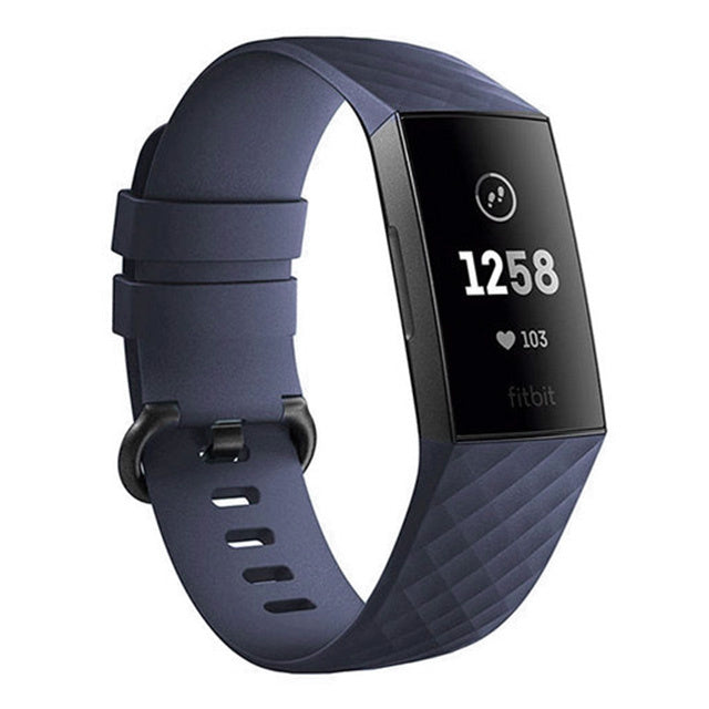 Udskiftningsrem i silikone til Fitbit Charge 4 — mørkeblå diamantstruktur