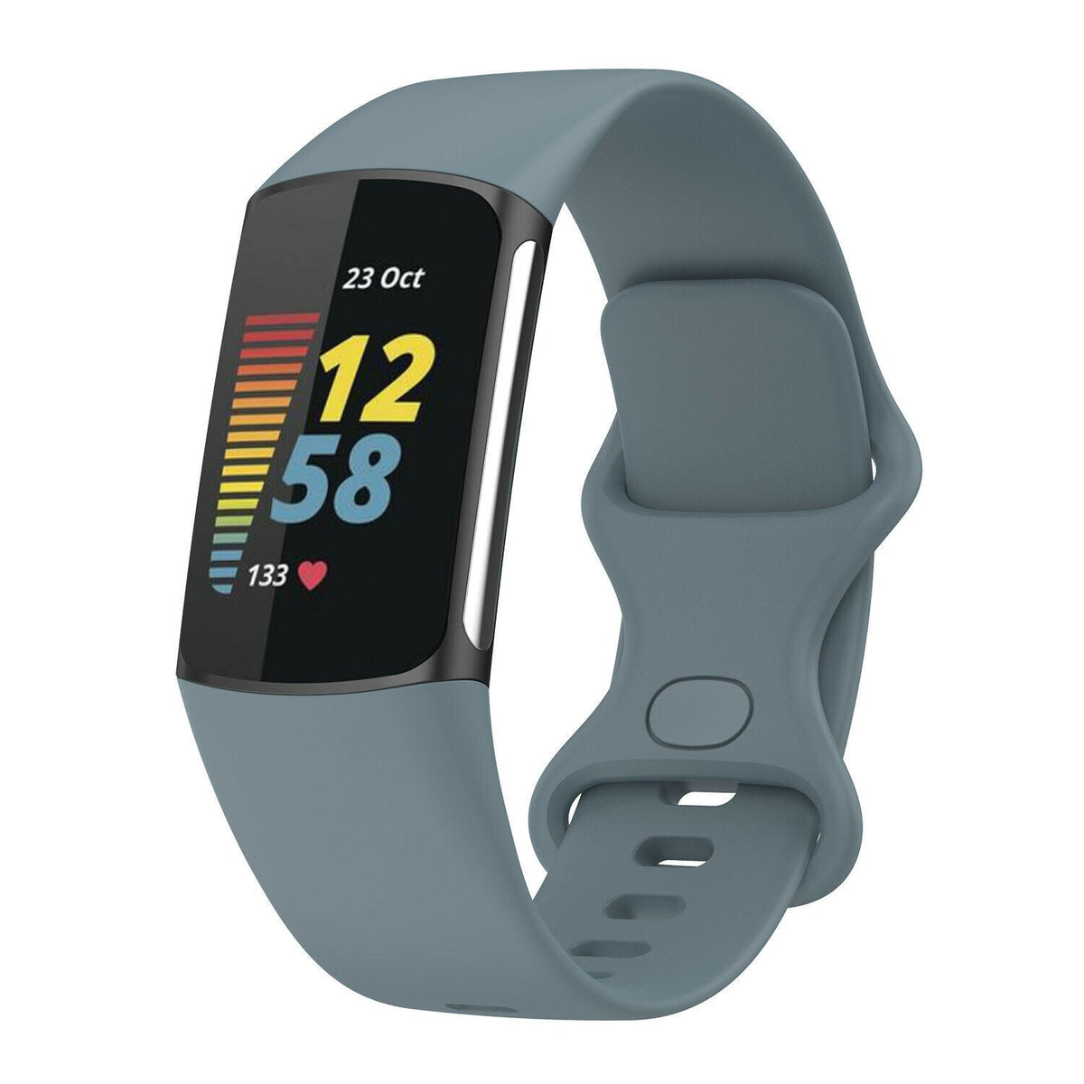 Fitbit Charge 5 Grey and Blue Silicone Replacement Strap