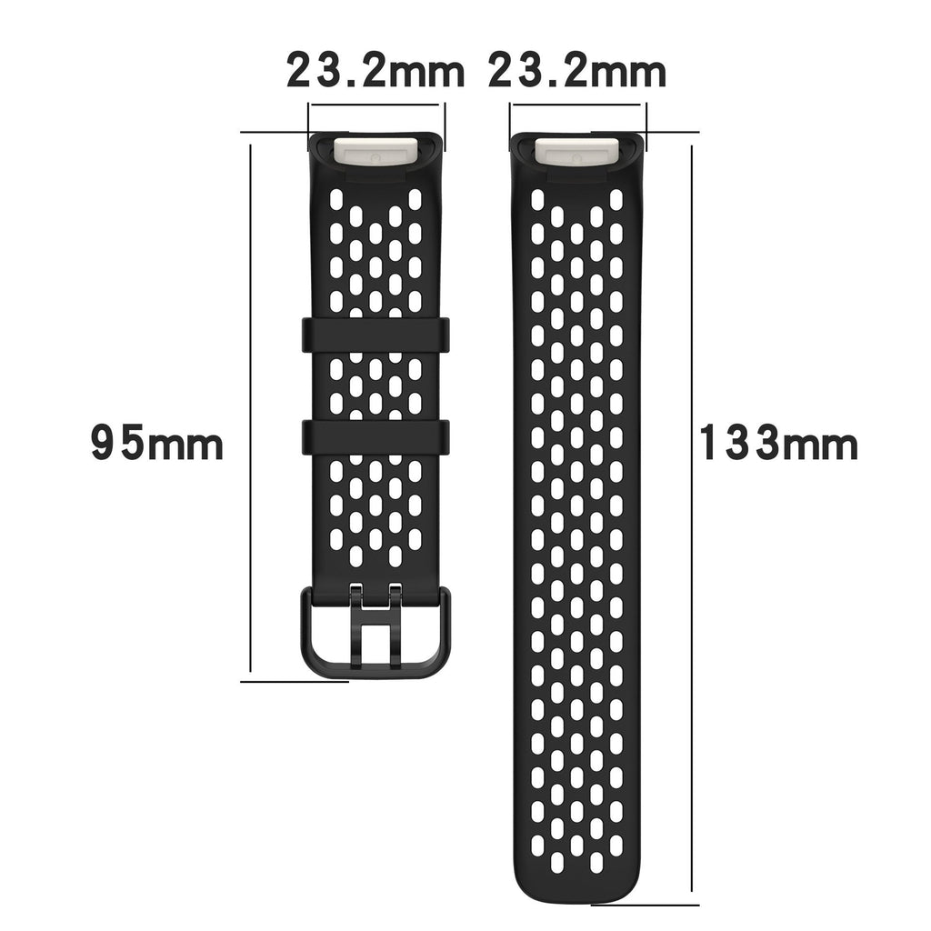 Fitbit Charge 5 Silicone Strap — Black, Breathable and Lightweight