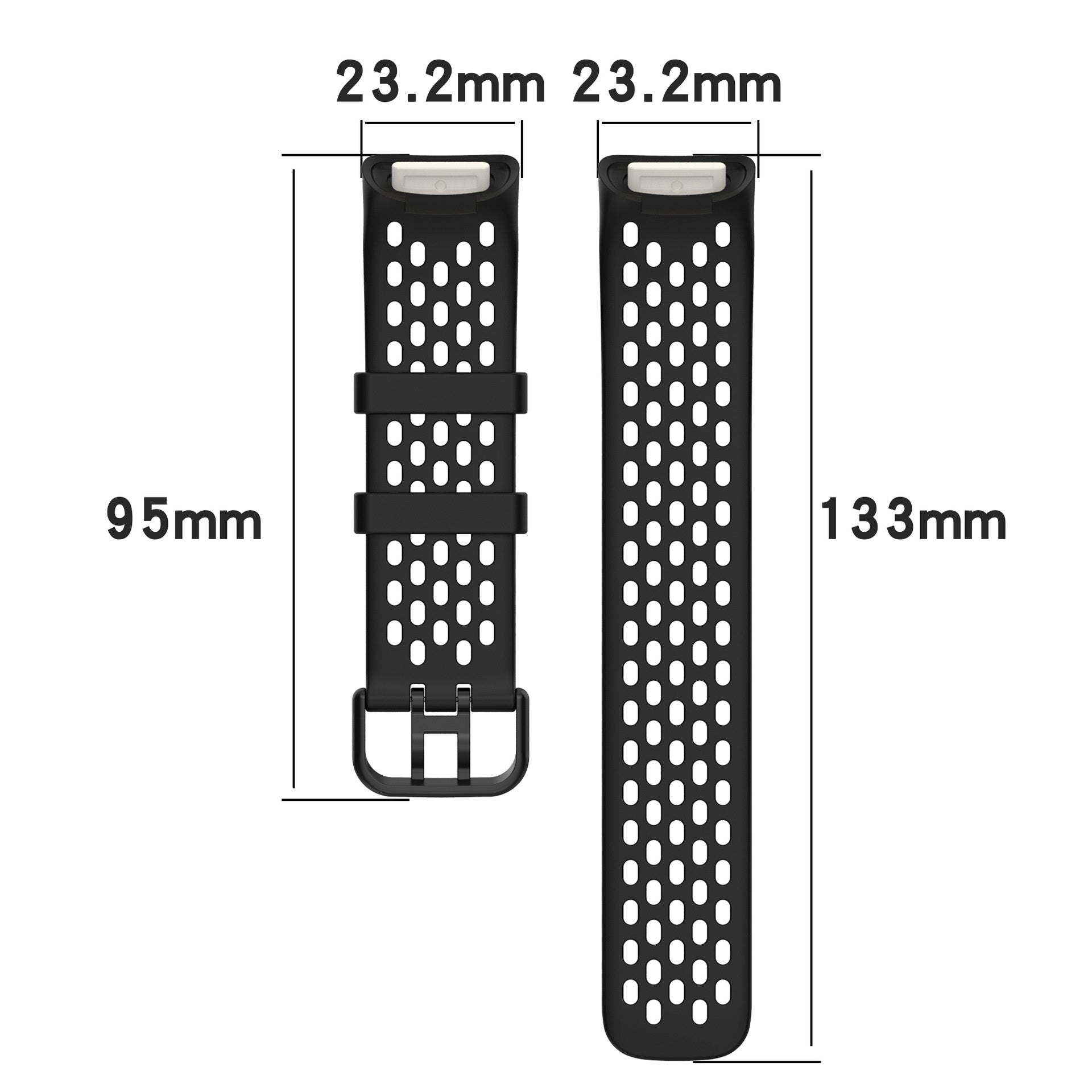 Fitbit Charge 5 Silicone Strap — Black, Breathable and Lightweight