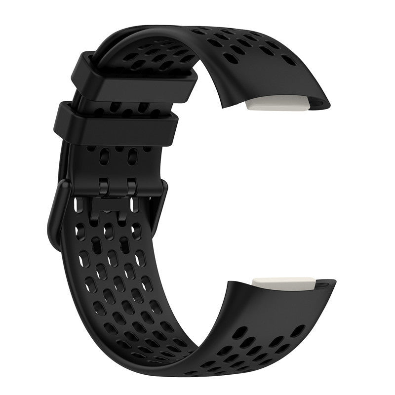 Fitbit Charge 5 Silicone Strap — Black, Breathable and Lightweight