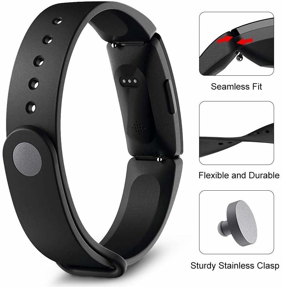 Černý náhradní silikonový řemínek — kompatibilní s Fitbit Inspire
