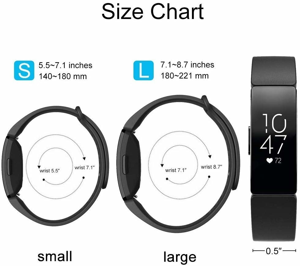 Černý náhradní silikonový řemínek — kompatibilní s Fitbit Inspire