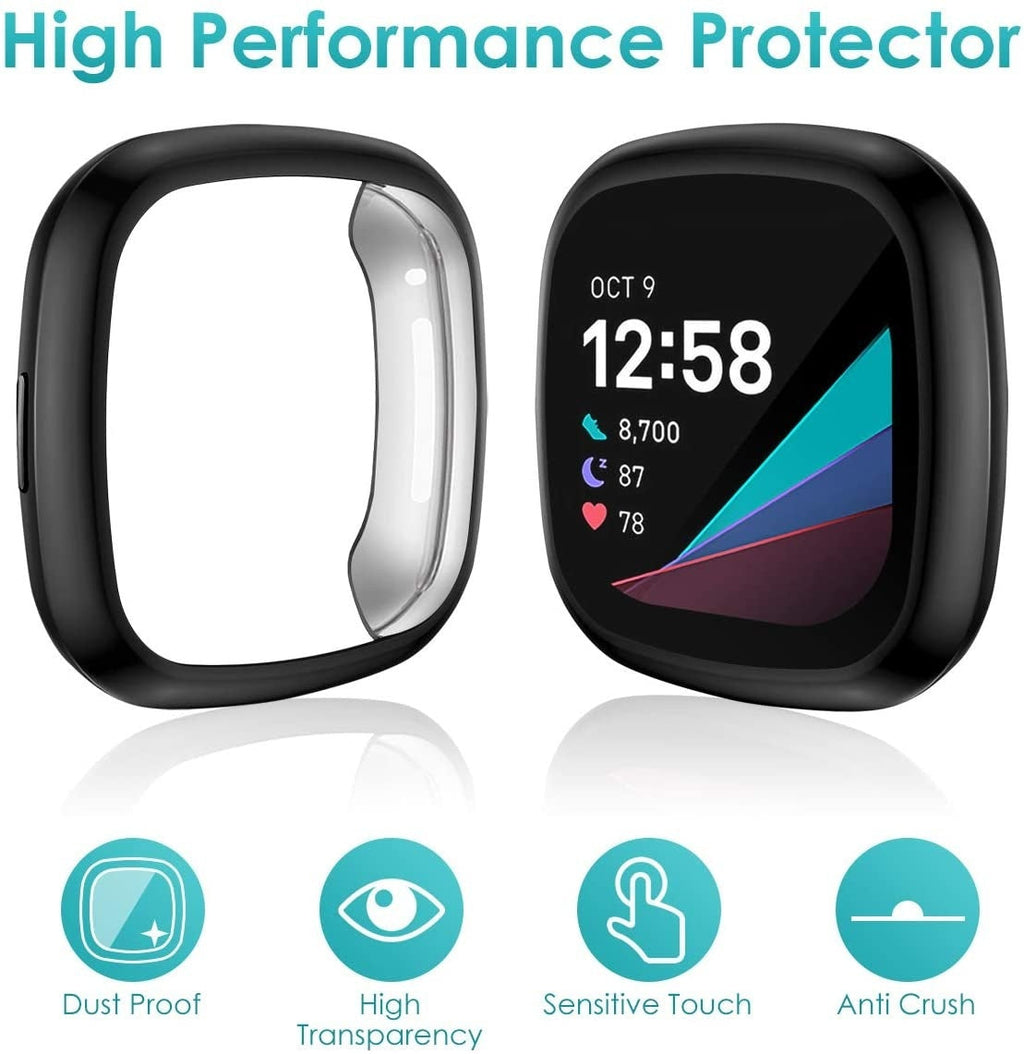 Svart skyddsfodral för Fitbit Sense — precisionsgjutet konturskal