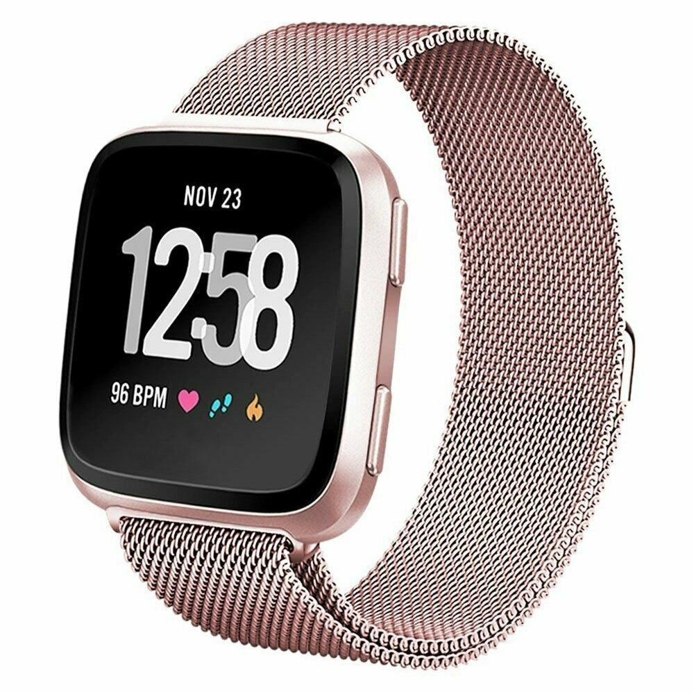 Pink Milanese-rem i rustfrit stål til Fitbit Versa og Versa 2 | Magnetisk lukning
