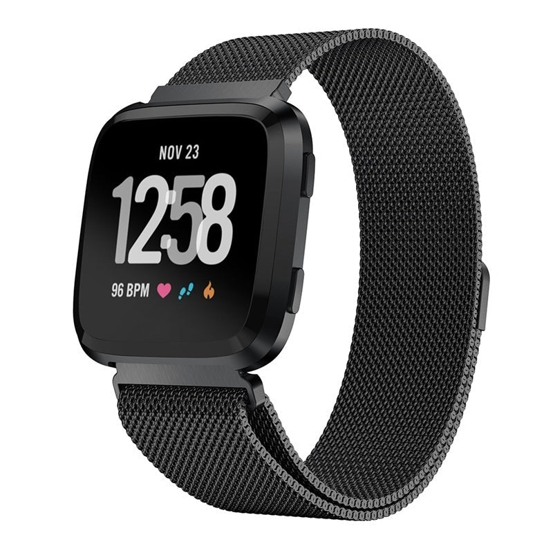 Λουράκι συμβατό με Fitbit Versa και Versa 2 — Μιλανέζικο μαύρο