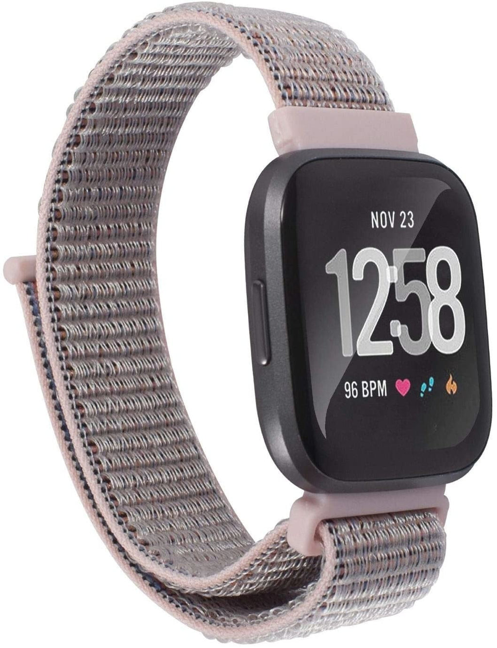 Pink Nylon Replacement Strap Compatible with Fitbit Versa and Versa 2 Smartwatch