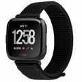 Schwarzes gewebtes Nylon-Ersatzarmband für Fitbit Versa und Versa 2