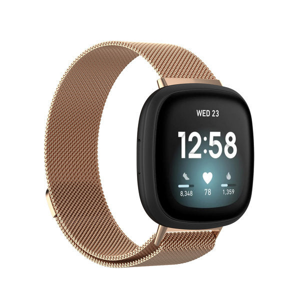 Fitbit Versa 3 玫瑰金米兰尼斯替换智能手表表带