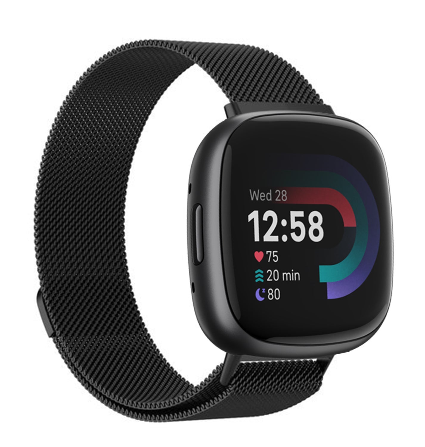 Fitbit Versa 4 Black Milanese Replacement Watch Strap