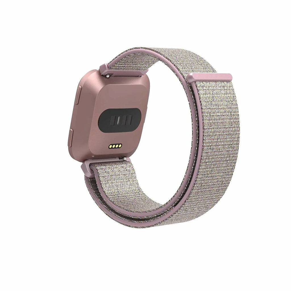 Pink Nylon Replacement Strap Compatible with Fitbit Versa and Versa 2 Smartwatch