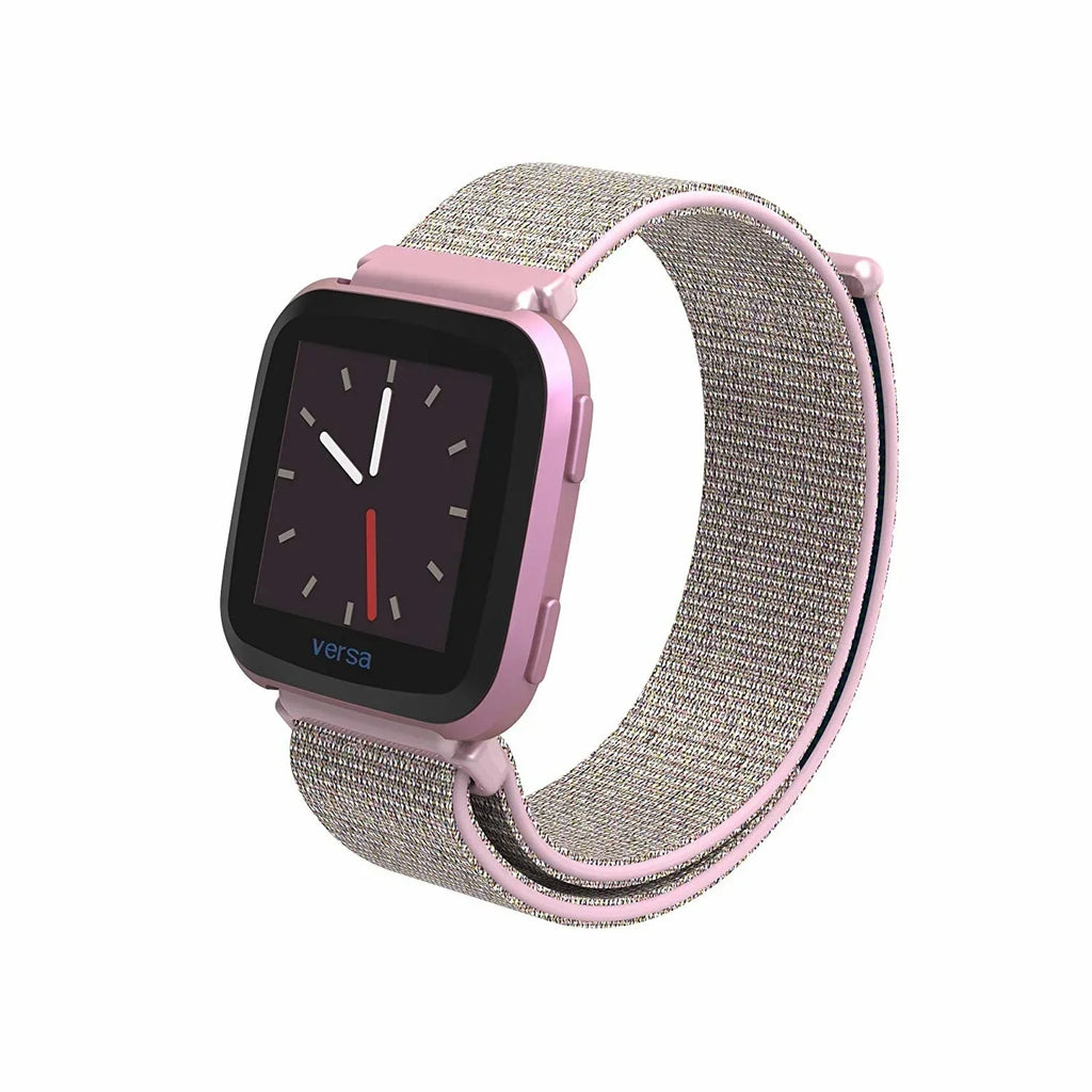 Pink Nylon Replacement Strap Compatible with Fitbit Versa and Versa 2 Smartwatch