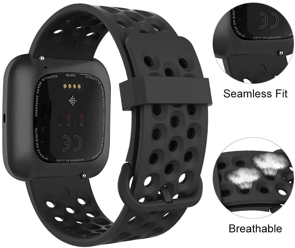 Kompatibel sort åndbar udskiftningsrem til Fitbit Versa og Versa 2