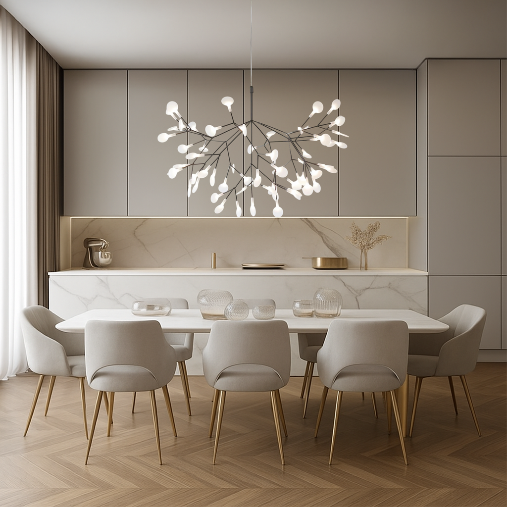 Závěsná lampa Firefly Ø80, moderní skandinávský lustr do jídelny