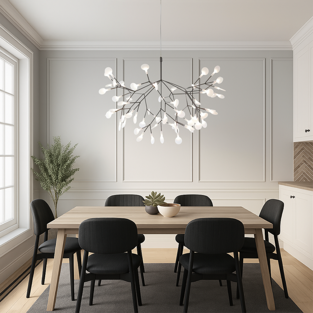 Závěsná lampa Firefly Ø80, moderní skandinávský lustr do jídelny