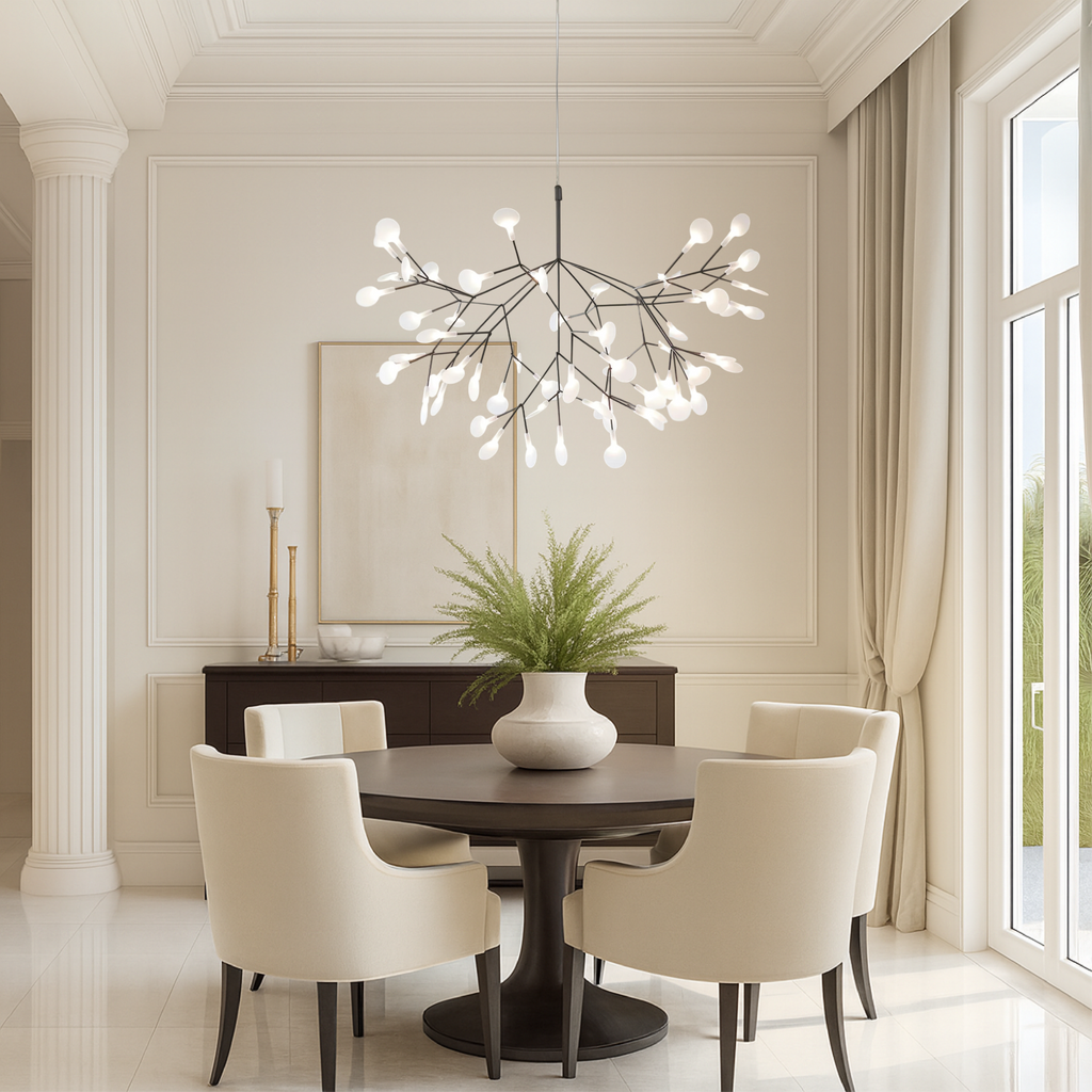 Závěsná lampa Firefly Ø80, moderní skandinávský lustr do jídelny